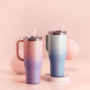 Purple or Blue Ombre 40oz Stainless Steel Hot or Cold Tumbler Travel Cup Mug NEW